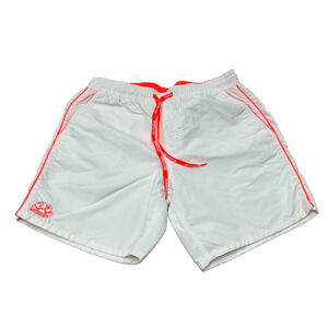 Sundek Mens White Orange Logo Elastic Waist Mesh Lined Swim Trunks Shorts Size S